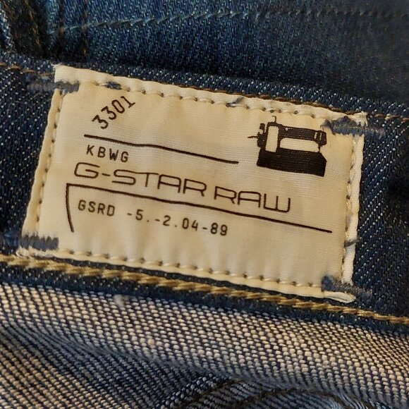 Retro G-Star 3301 Bell Bottom Flare Dark Vintage Blue Denim Jeans Sz 27 NWT - Picture 11 of 13